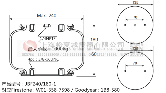 JBF240-180-1橡膠<a href='http://chengxiansheng.cn/' target='_blank'><u>空氣彈簧</u></a>