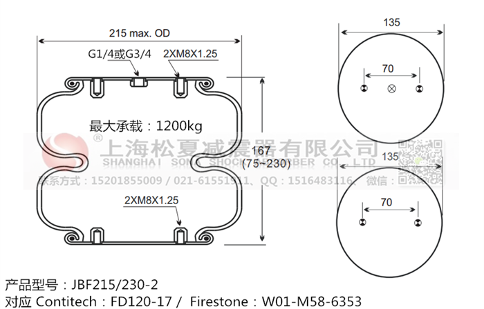 JBF215/230-2橡膠<a href='http://chengxiansheng.cn/' target='_blank'><u>空氣彈簧</u></a>