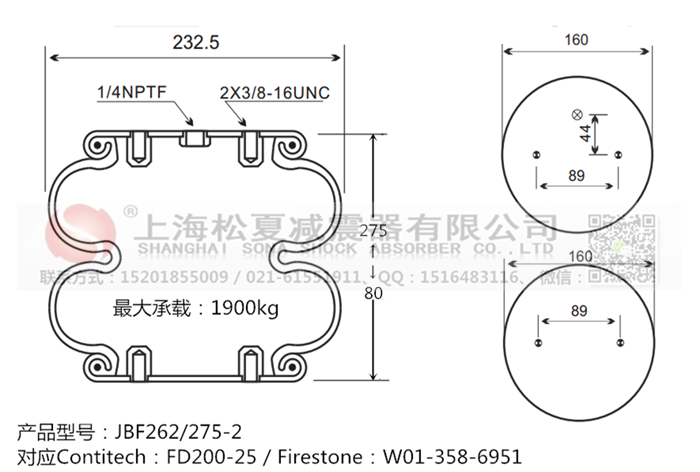 JBF262/275-2橡膠<a href='http://chengxiansheng.cn/' target='_blank'><u>空氣彈簧</u></a>