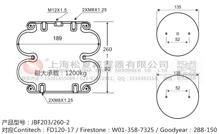 JBF203/260-2橡膠<a href='http://chengxiansheng.cn/' target='_blank'><u>空氣彈簧</u></a>